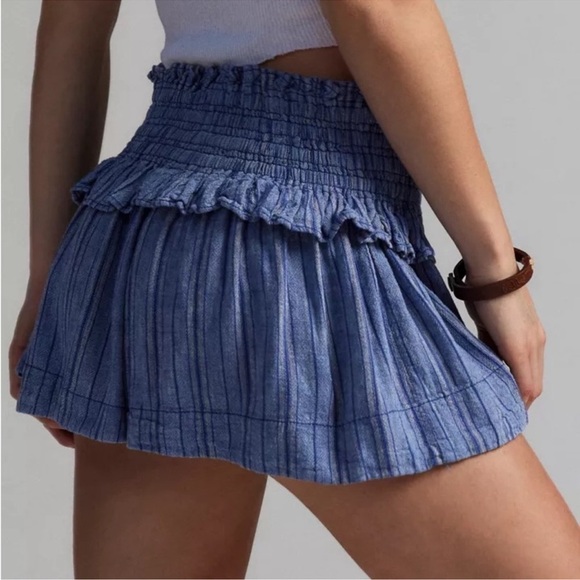URBAN OUTFITTERS KIMCHI BLUE HIGH RISE LINEN ARIA MICRO SHORT SKORT LARGE NEW - Picture 11 of 14